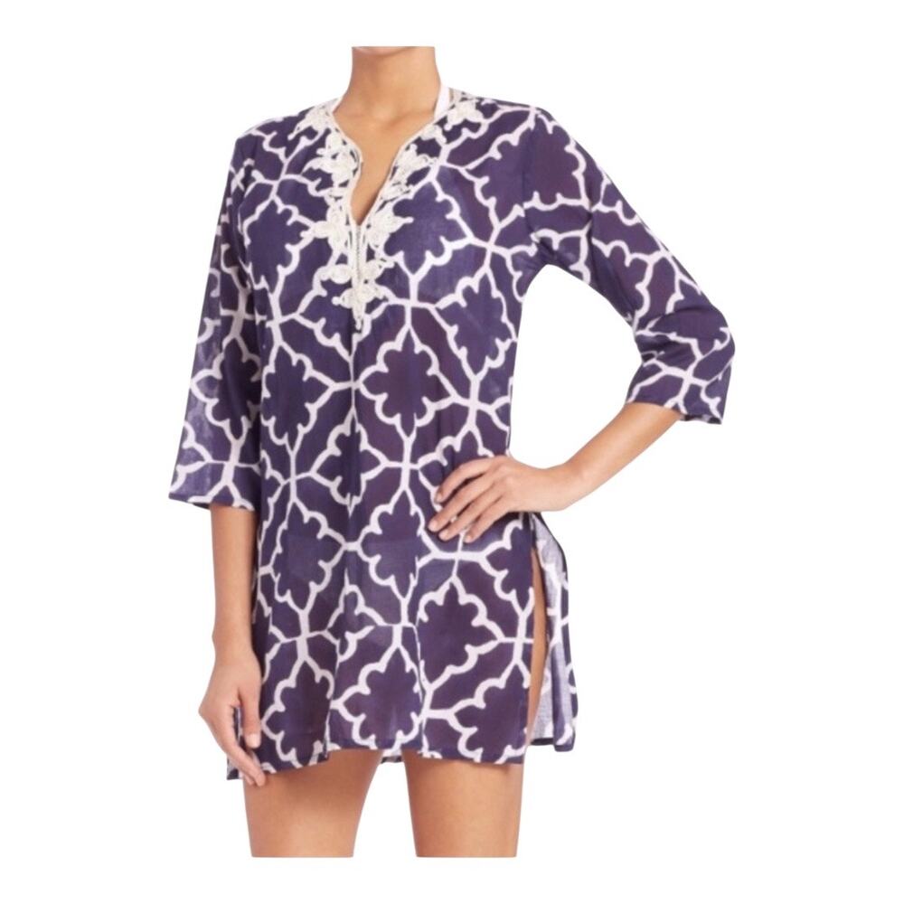 Roberta Roller Rabbit Medium Women Blue Meena Kurta 100% Cotton Cover